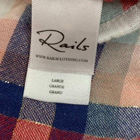 NWT Rails Charli Plaid Button Down Blouse Shirt L - Picture 11 of 12